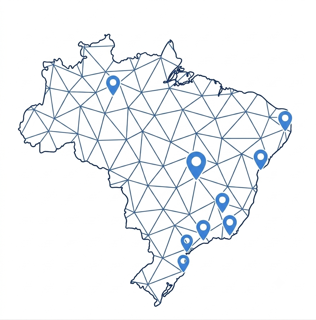 Mapa do Brasil — atendimento em Direito da Saúde em todo o território nacional